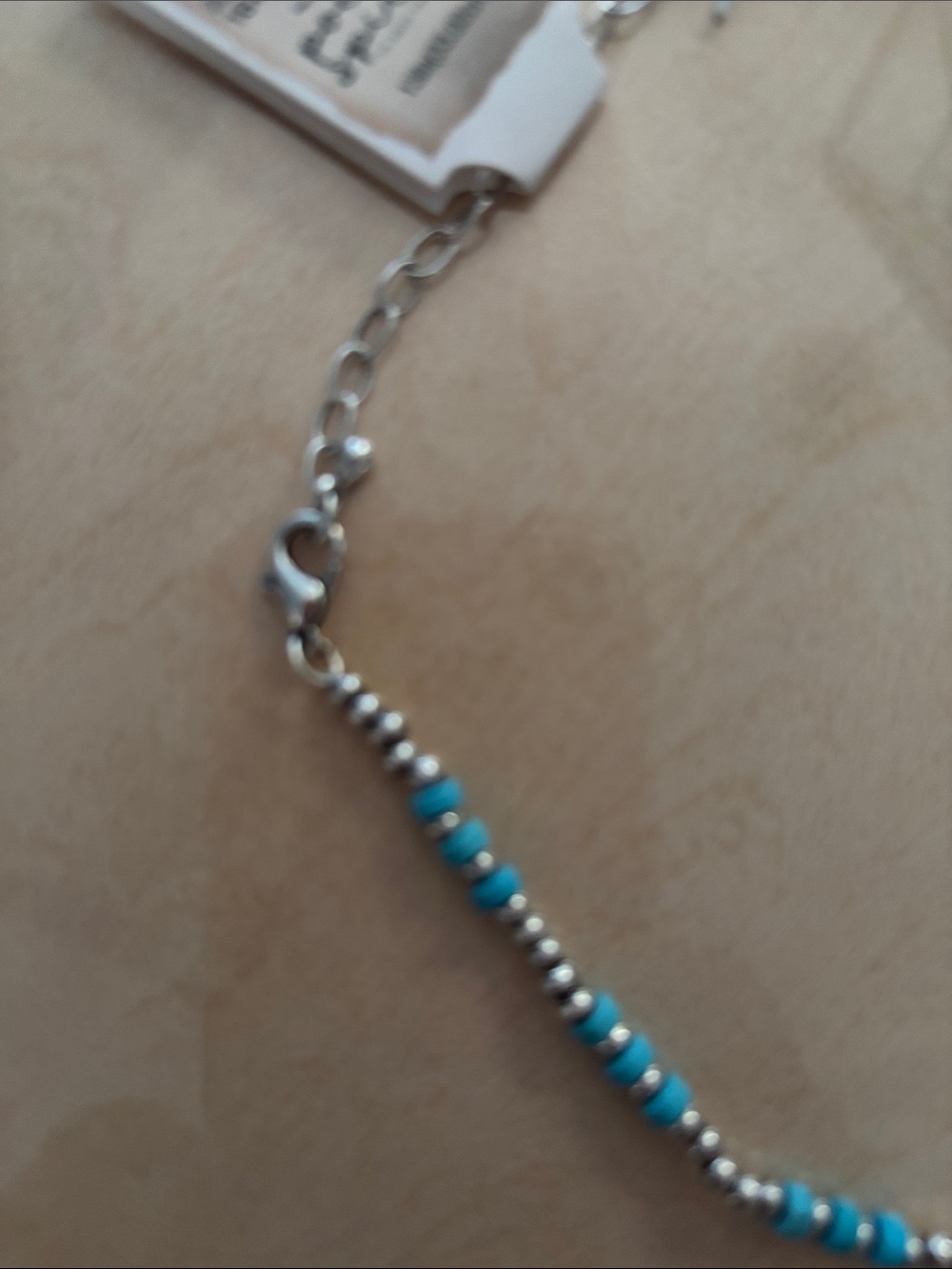 Turquoise and Silver Beaded Choker Necklace - Picture 4 of 4